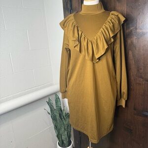 missord plunging neck frill ruffle hem chiffon dress Chiffon Ruffle Hem Off-the-Shoulder Sheath Dress